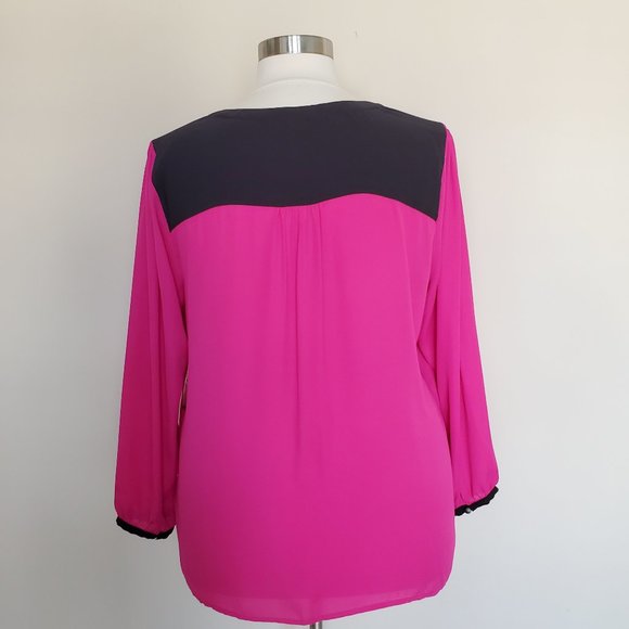 Vince Camuto Plus Size 2X Pink Black LS Top NWT - Picture 3 of 14